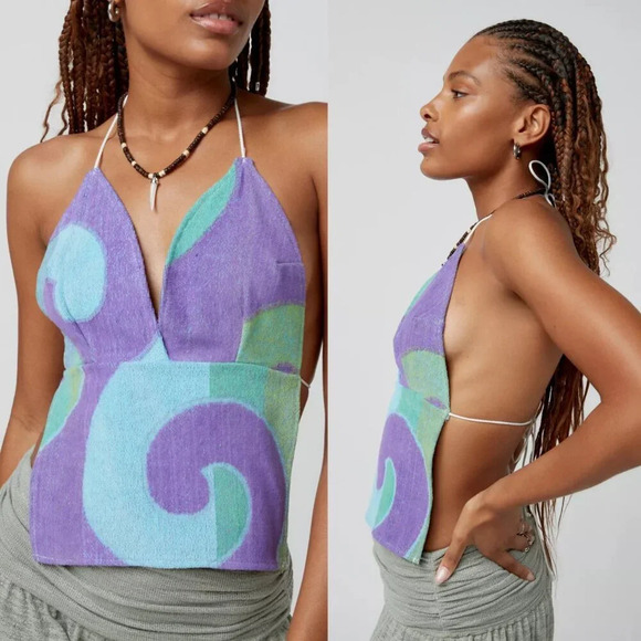 Urban Outfitters Urban Renewal Remade Terrycloth Halter Top M/L NWT - Picture 10 of 10